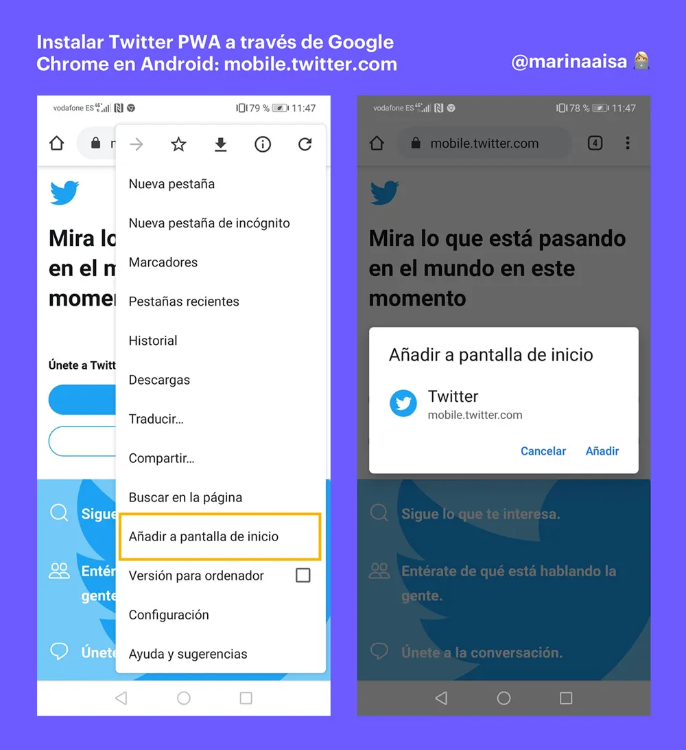 Twitter PWA Android