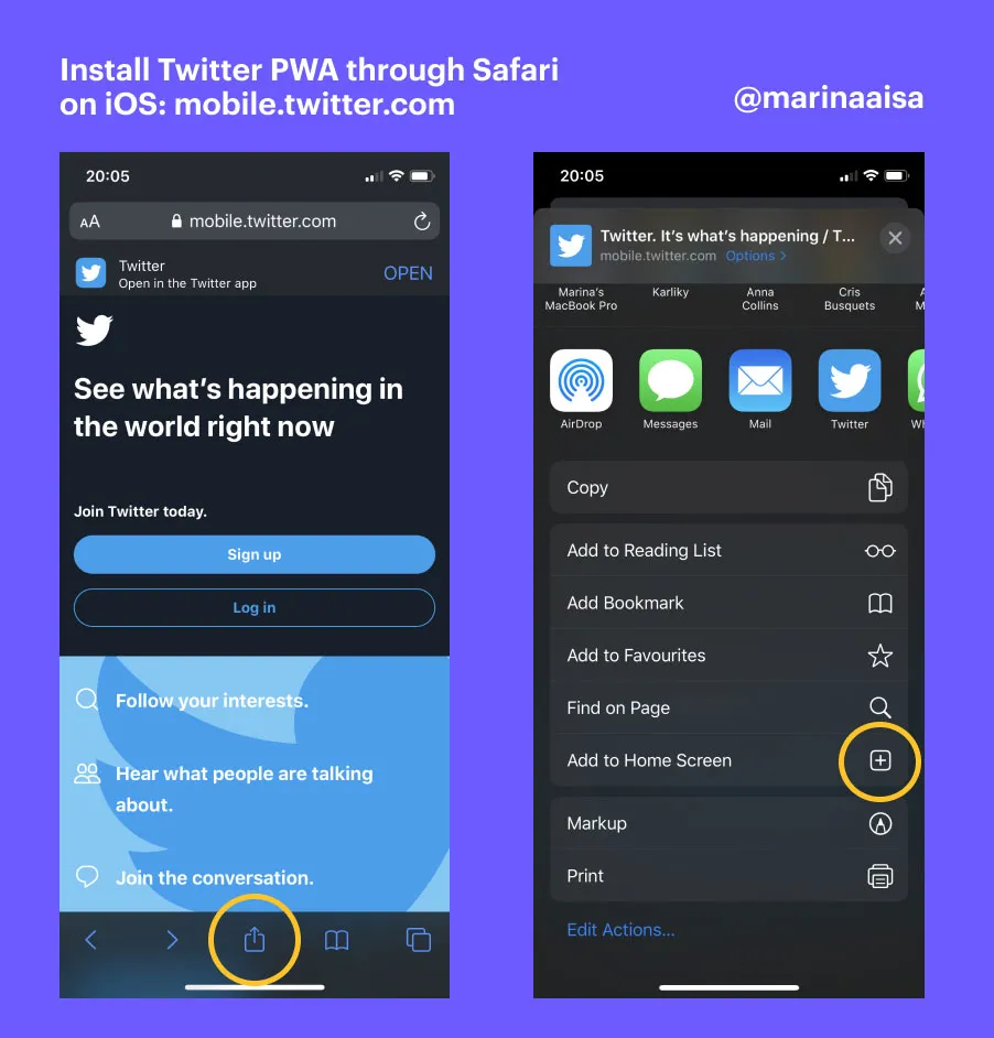 Twitter PWA iOS