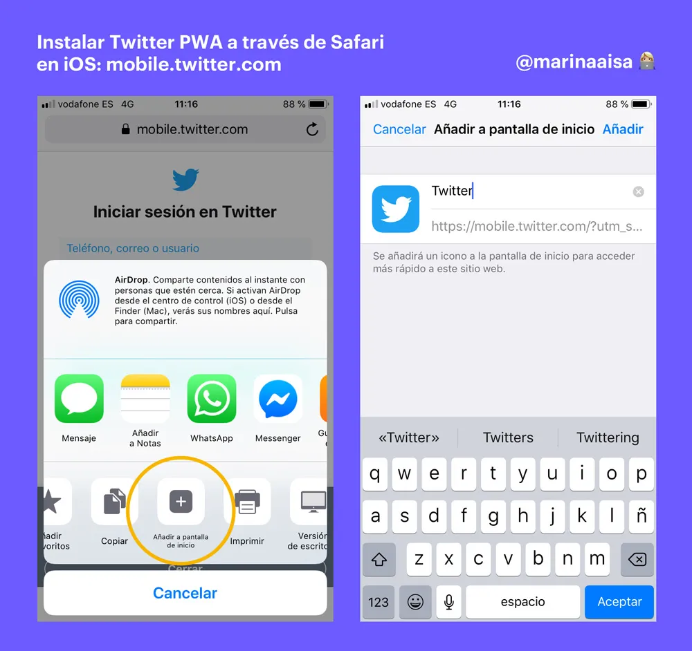 Twitter PWA iOS